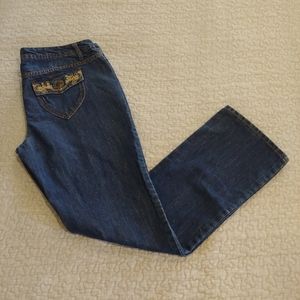 Bailey's Point Metallic Jeans, Women's Size 17, Denim/Gold